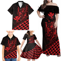 Personalized King Kamehameha Day Family Matching Off Shoulder Maxi Dress and Hawaiian Shirt Kakau Polynesian Pattern LT01 - Polynesian Pride