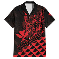 Personalized King Kamehameha Day Family Matching Off Shoulder Maxi Dress and Hawaiian Shirt Kakau Polynesian Pattern LT01 Dad's Shirt - Short Sleeve Red - Polynesian Pride