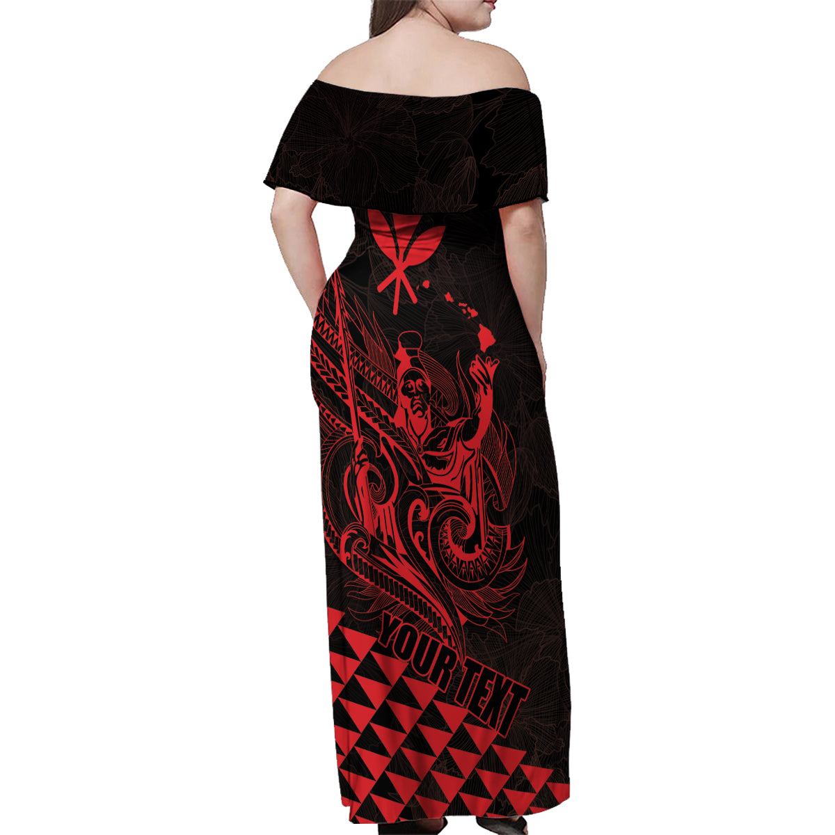 Personalized King Kamehameha Day Family Matching Off Shoulder Maxi Dress and Hawaiian Shirt Kakau Polynesian Pattern LT01 - Polynesian Pride