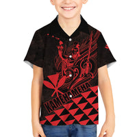 Personalized King Kamehameha Day Kid Hawaiian Shirt Kakau Polynesian Pattern LT01 Kid Red - Polynesian Pride