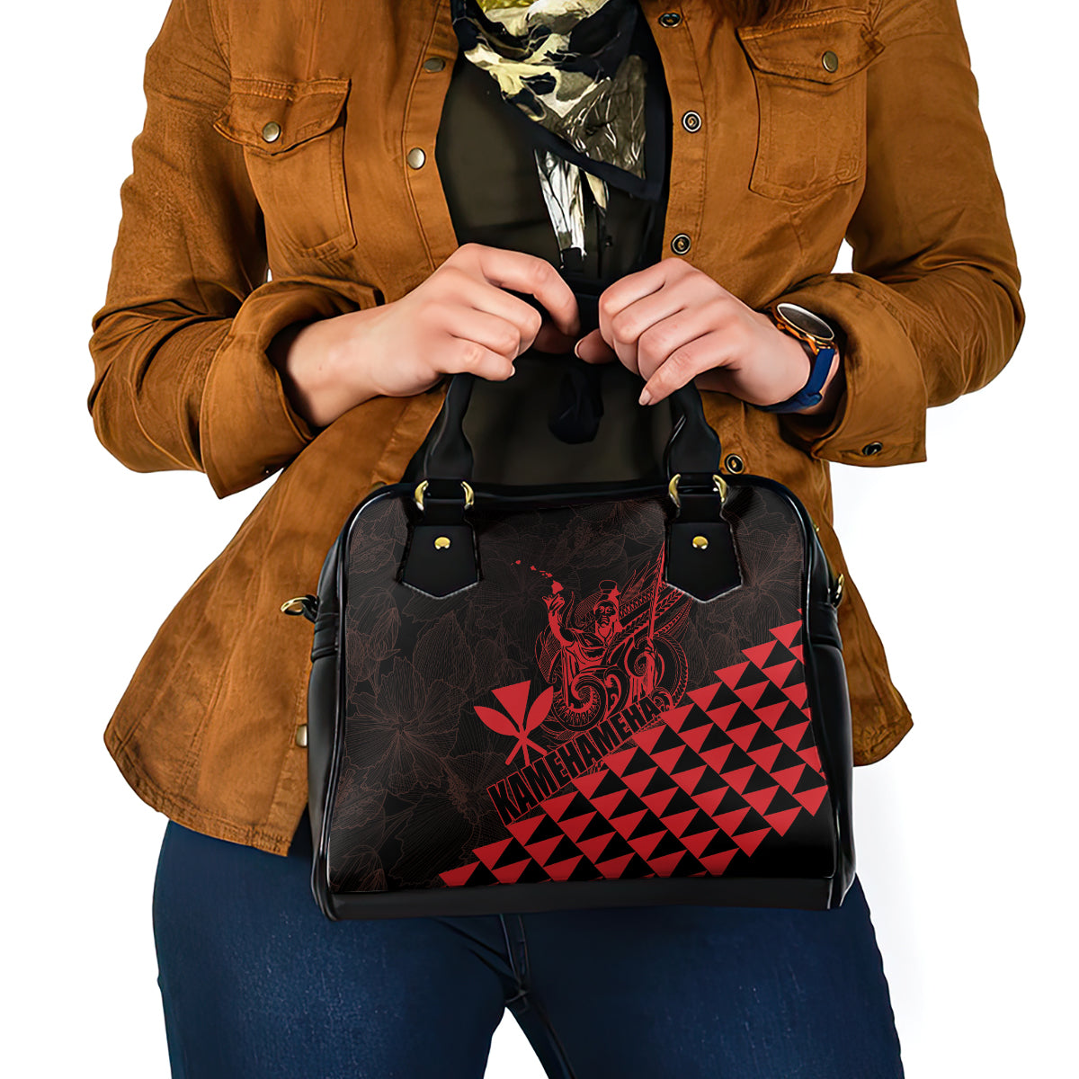 King Kamehameha Day Shoulder Handbag Kakau Polynesian Pattern