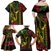 King Kamehameha Day Family Matching Off Shoulder Maxi Dress and Hawaiian Shirt Hawaii Kakau Reggae LT01 - Polynesian Pride
