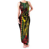 King Kamehameha Day Family Matching Tank Maxi Dress and Hawaiian Shirt Hawaii Kakau Reggae LT01 Mom's Dress Black - Polynesian Pride