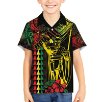 King Kamehameha Day Kid Hawaiian Shirt Hawaii Kakau Reggae LT01 Kid Black - Polynesian Pride