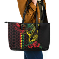 King Kamehameha Day Leather Tote Bag Hawaii Kakau Reggae LT01 - Polynesian Pride