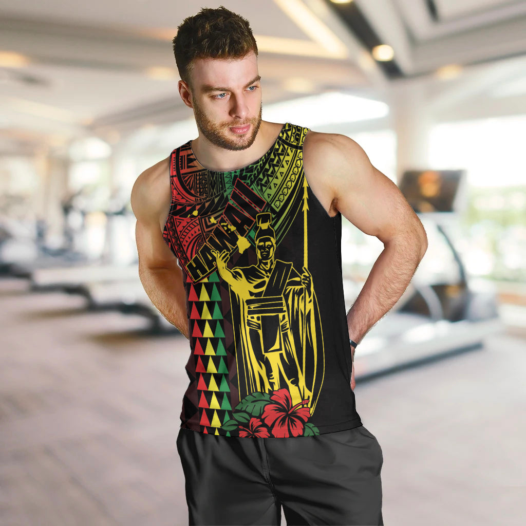 King Kamehameha Day Men Tank Top Hawaii Kakau Reggae LT01 Black - Polynesian Pride