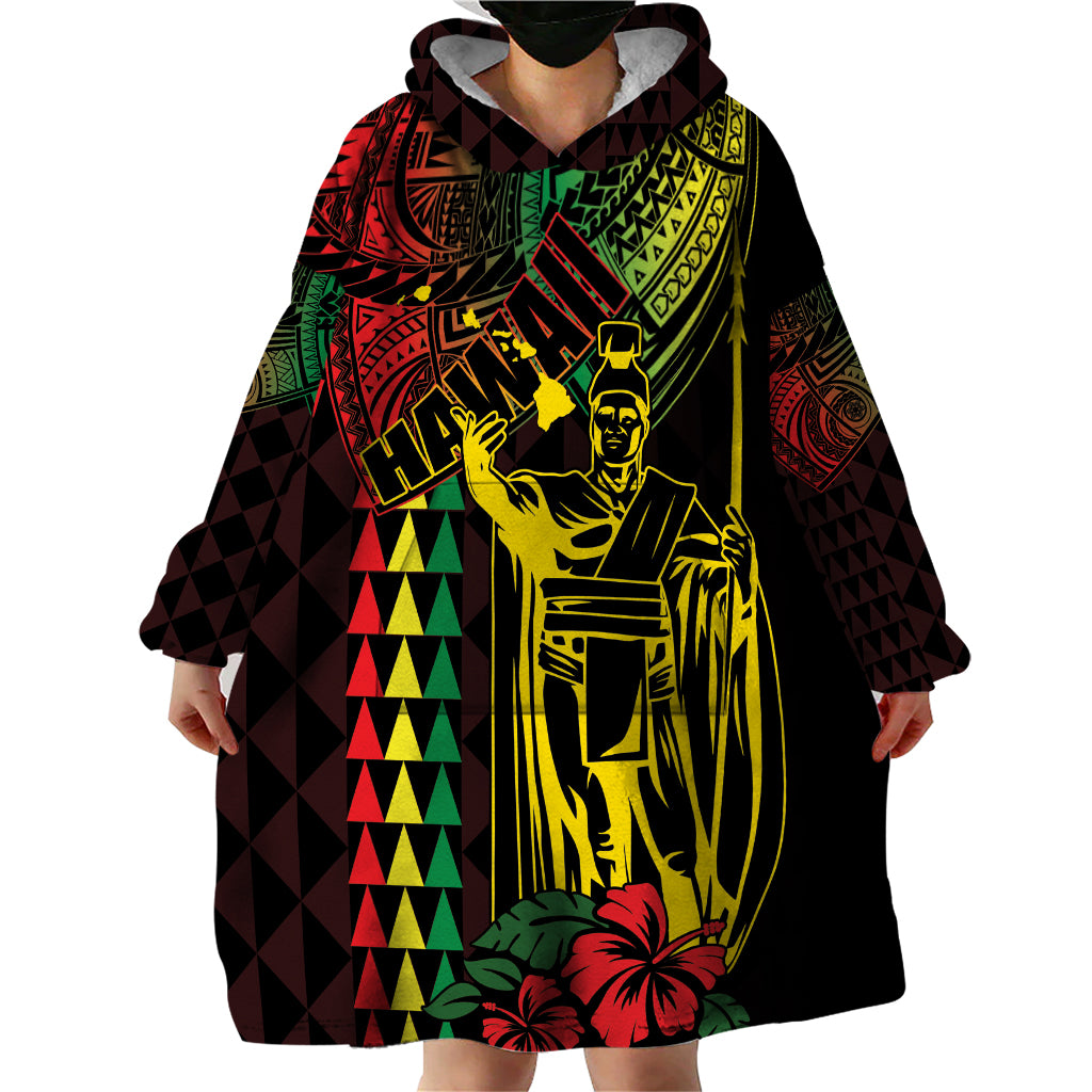 King Kamehameha Day Wearable Blanket Hoodie Hawaii Kakau Reggae LT01 - Polynesian Pride