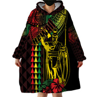 King Kamehameha Day Wearable Blanket Hoodie Hawaii Kakau Reggae LT01 - Polynesian Pride
