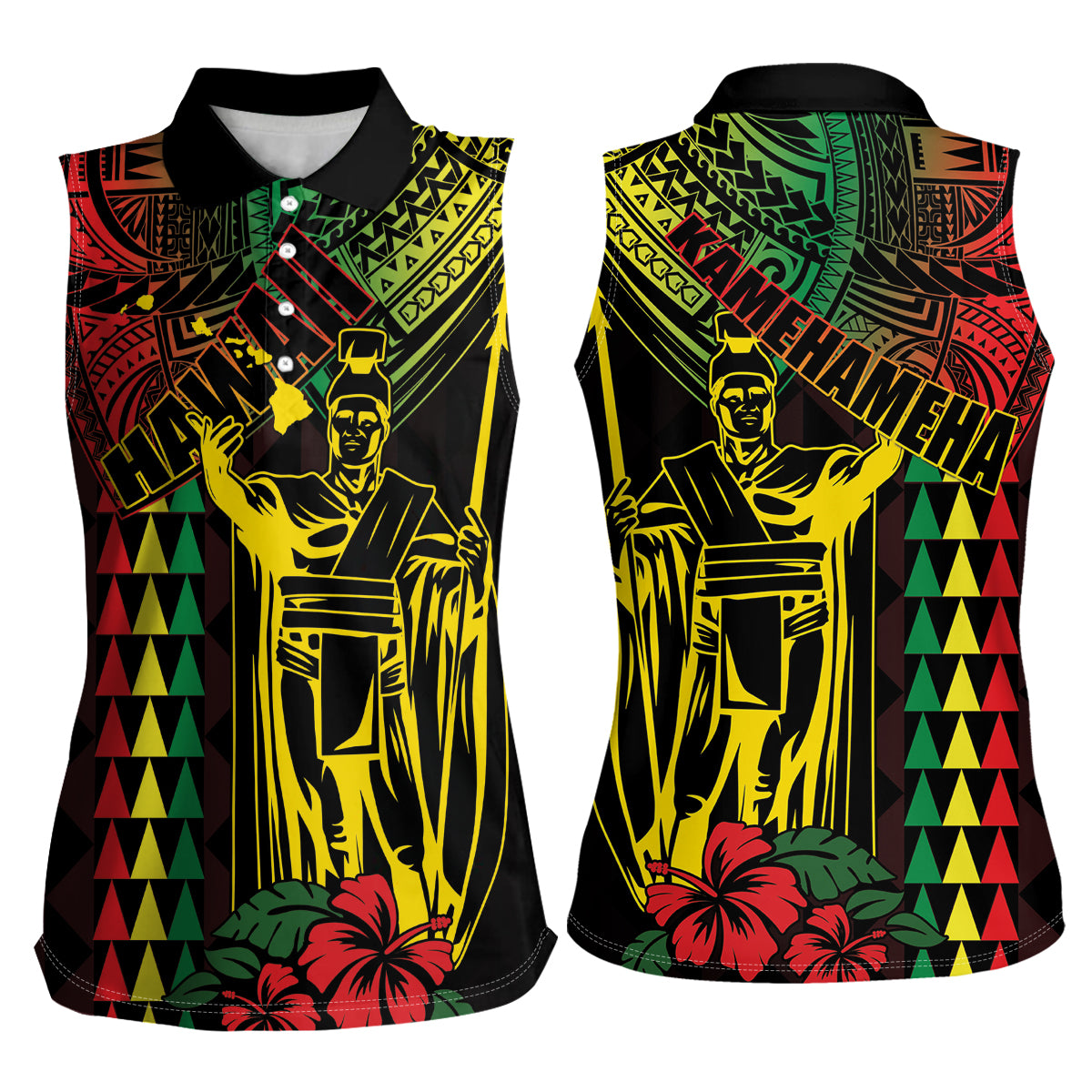King Kamehameha Day Women Sleeveless Polo Shirt Hawaii Kakau Reggae LT01 - Polynesian Pride