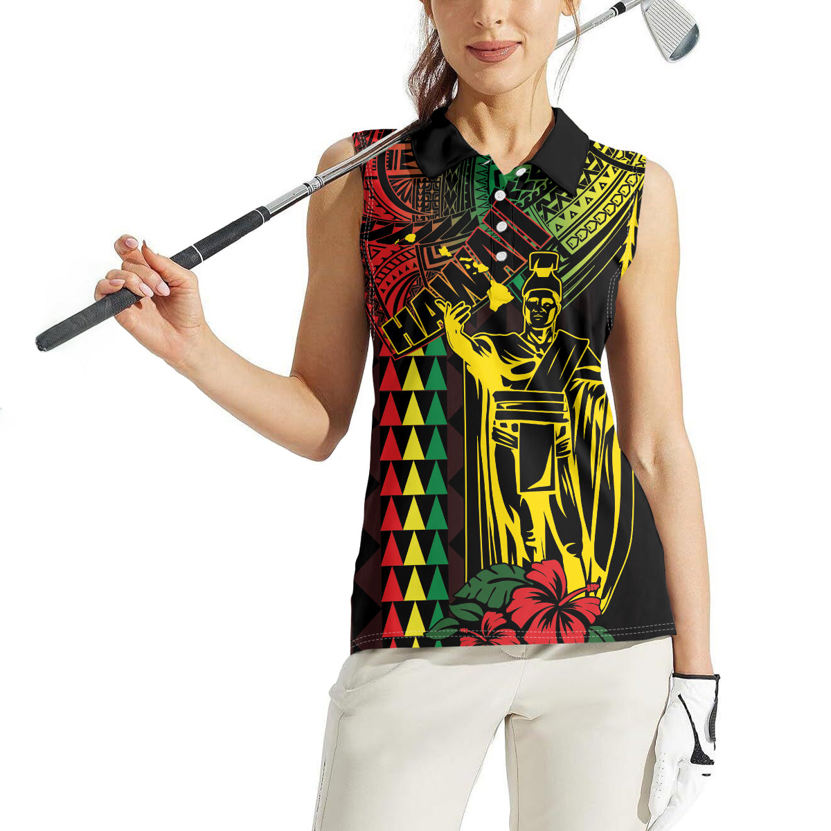 King Kamehameha Day Women Sleeveless Polo Shirt Hawaii Kakau Reggae LT01 - Polynesian Pride