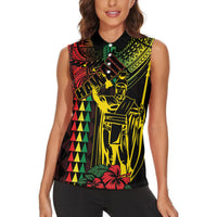 King Kamehameha Day Women Sleeveless Polo Shirt Hawaii Kakau Reggae LT01 - Polynesian Pride