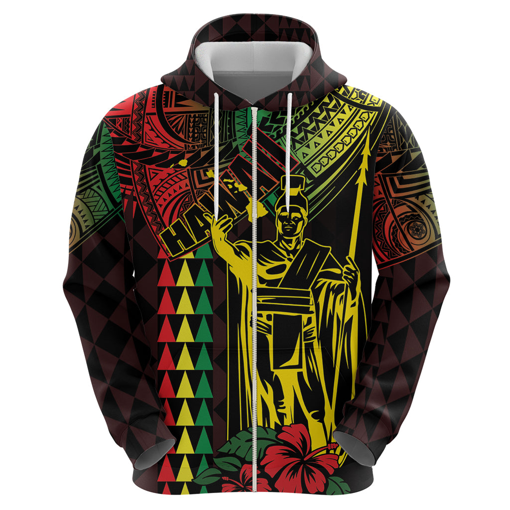 King Kamehameha Day Zip Hoodie Hawaii Kakau Reggae LT01 - Polynesian Pride