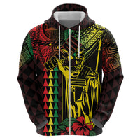 King Kamehameha Day Zip Hoodie Hawaii Kakau Reggae LT01 - Polynesian Pride