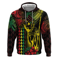 King Kamehameha Day Zip Hoodie Hawaii Kakau Reggae LT01 Pullover Hoodie Black - Polynesian Pride