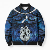 Personalized Maori Matariki Manaia Bomber Puffer Jacket Maori Kowhaiwhai Pattern Galaxy