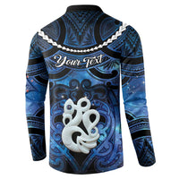 Personalized Maori Matariki Manaia Button Sweatshirt Maori Kowhaiwhai Pattern Galaxy