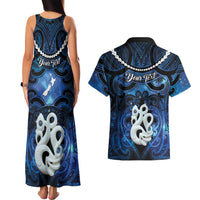 Personalized Maori Matariki Manaia Couples Matching Tank Maxi Dress and Hawaiian Shirt Maori Kowhaiwhai Pattern Galaxy