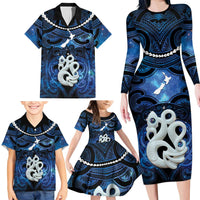 Personalized Maori Matariki Manaia Family Matching Long Sleeve Bodycon Dress and Hawaiian Shirt Maori Kowhaiwhai Pattern Galaxy LT01 - Polynesian Pride