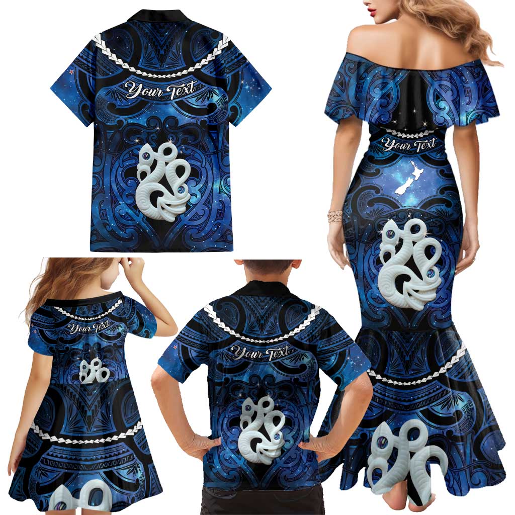 Personalized Maori Matariki Manaia Family Matching Mermaid Dress and Hawaiian Shirt Maori Kowhaiwhai Pattern Galaxy LT01 - Polynesian Pride