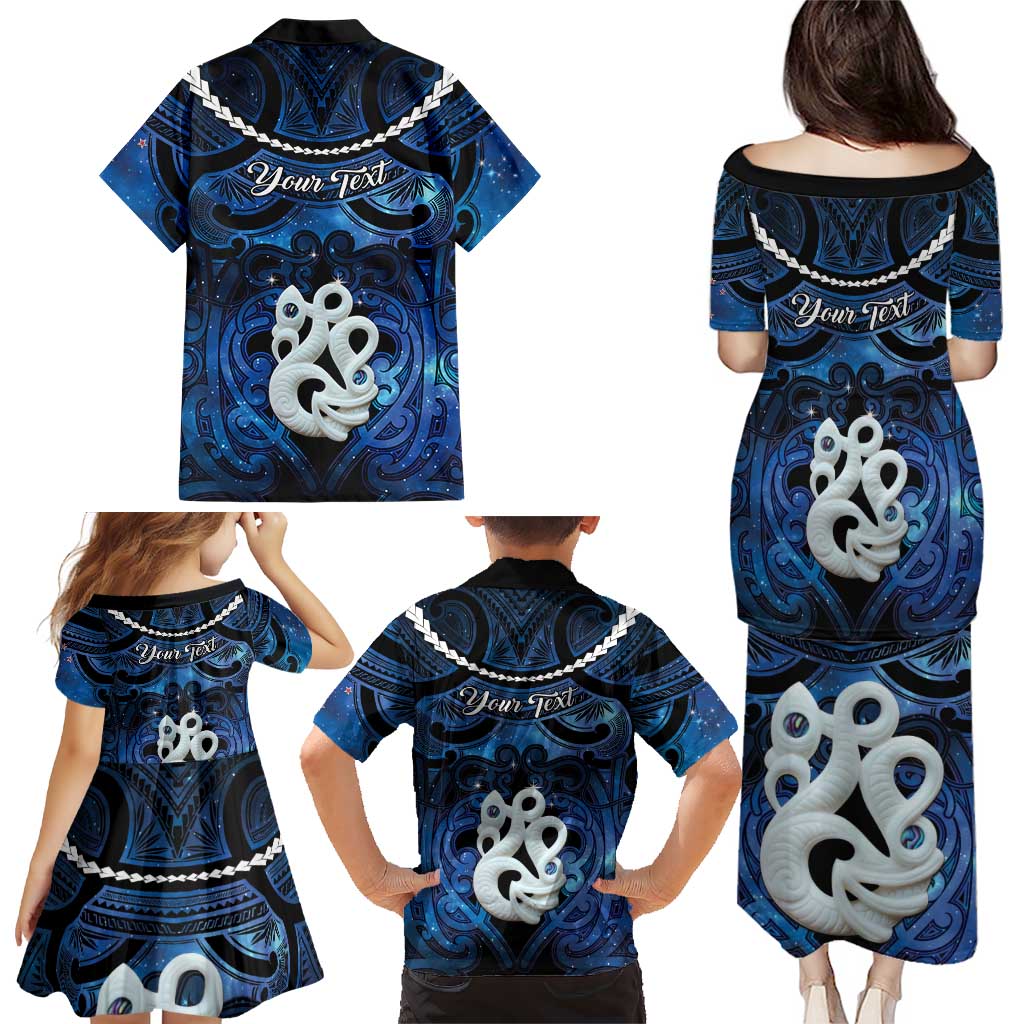 Personalized Maori Matariki Manaia Family Matching Puletasi and Hawaiian Shirt Maori Kowhaiwhai Pattern Galaxy LT01 - Polynesian Pride