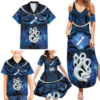 Personalized Maori Matariki Manaia Family Matching Summer Maxi Dress and Hawaiian Shirt Maori Kowhaiwhai Pattern Galaxy LT01 - Polynesian Pride