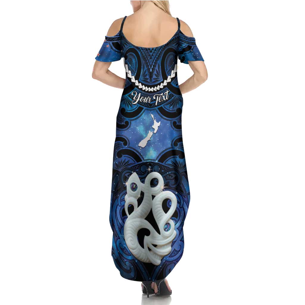 Personalized Maori Matariki Manaia Family Matching Summer Maxi Dress and Hawaiian Shirt Maori Kowhaiwhai Pattern Galaxy LT01 - Polynesian Pride