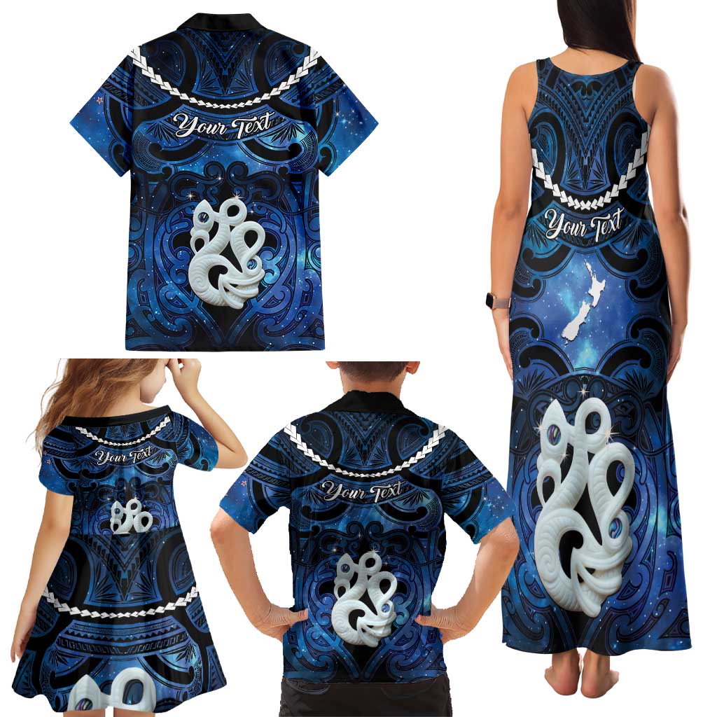 Personalized Maori Matariki Manaia Family Matching Tank Maxi Dress and Hawaiian Shirt Maori Kowhaiwhai Pattern Galaxy LT01 - Polynesian Pride