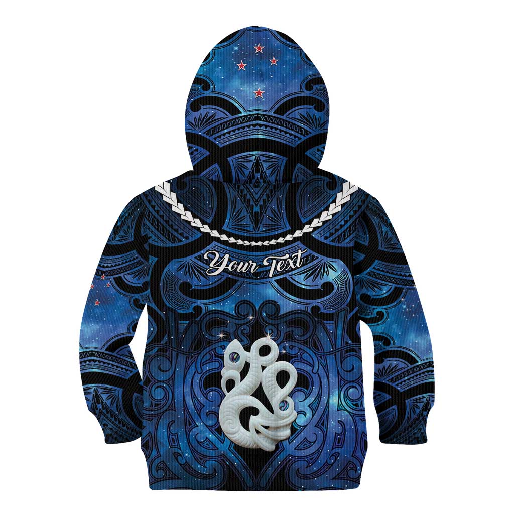 Personalized Maori Matariki Manaia Kid Hoodie Maori Kowhaiwhai Pattern Galaxy
