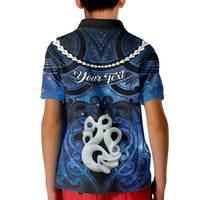 Personalized Maori Matariki Manaia Kid Polo Shirt Maori Kowhaiwhai Pattern Galaxy