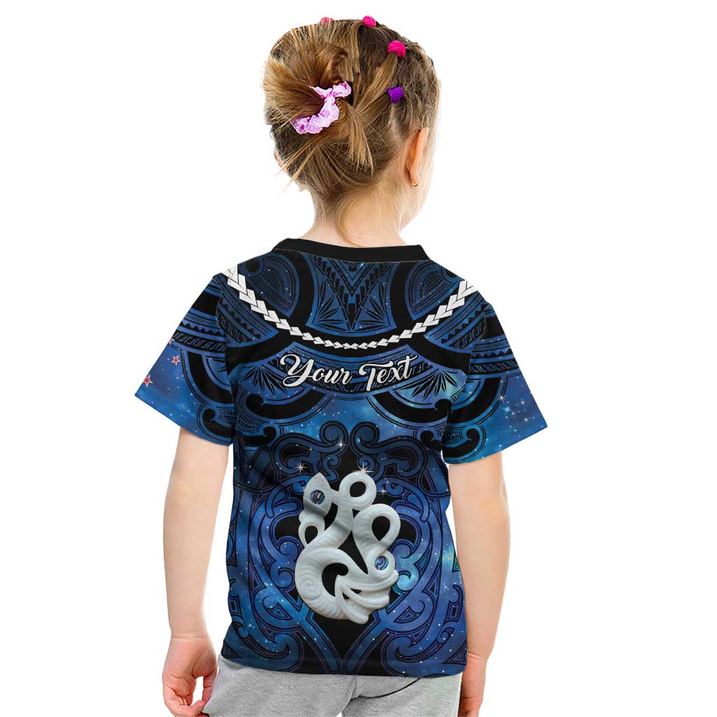 Personalized Maori Matariki Manaia Kid T Shirt Maori Kowhaiwhai Pattern Galaxy