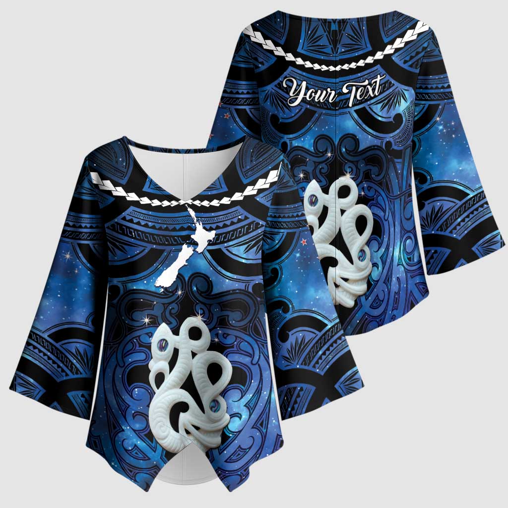 Personalized Maori Matariki Manaia Kimono Sleeve Blouse Maori Kowhaiwhai Pattern Galaxy