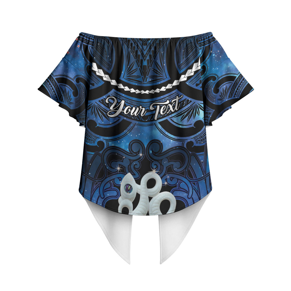 Personalized Maori Matariki Manaia Off Shoulder Wrap Waist Top Maori Kowhaiwhai Pattern Galaxy LT01 - Polynesian Pride