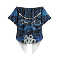 Personalized Maori Matariki Manaia Off Shoulder Wrap Waist Top Maori Kowhaiwhai Pattern Galaxy LT01 - Polynesian Pride