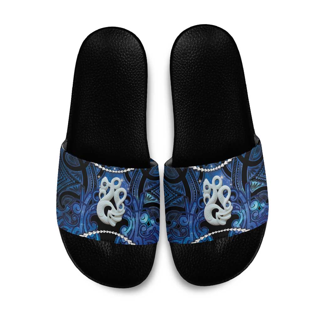 Maori Matariki Manaia Slide Sandals Maori Kowhaiwhai Pattern Galaxy