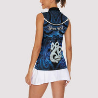 Personalized Maori Matariki Manaia Women Sleeveless Polo Shirt Maori Kowhaiwhai Pattern Galaxy