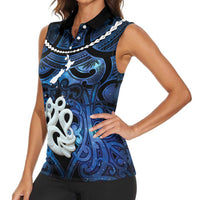 Personalized Maori Matariki Manaia Women Sleeveless Polo Shirt Maori Kowhaiwhai Pattern Galaxy