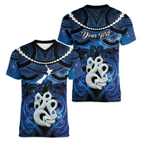 Personalized Maori Matariki Manaia Women V-Neck T-Shirt Maori Kowhaiwhai Pattern Galaxy LT01 - Polynesian Pride