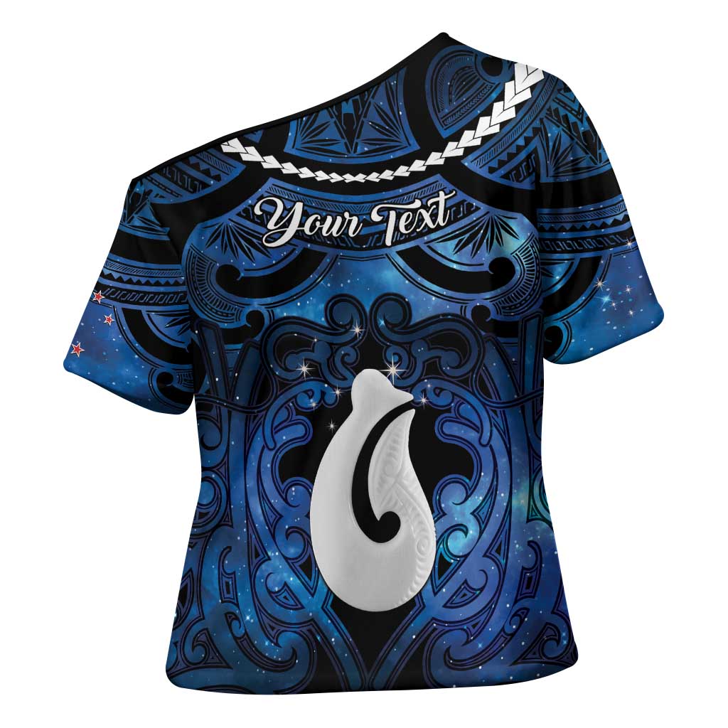 Personalized Maori Matariki Hei Matau Cross Shoulder Shirt Maori Kowhaiwhai Pattern Galaxy