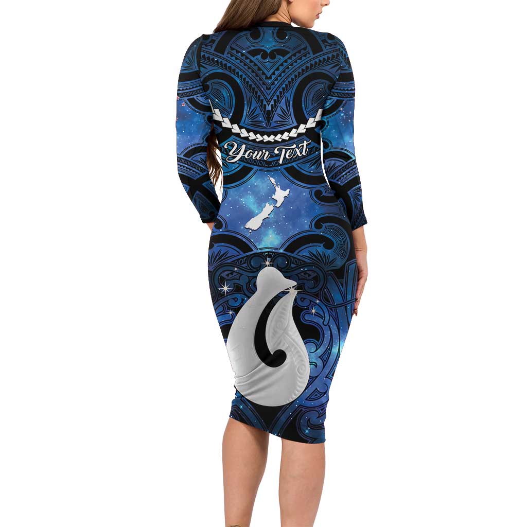 Personalized Maori Matariki Hei Matau Family Matching Long Sleeve Bodycon Dress and Hawaiian Shirt Maori Kowhaiwhai Pattern Galaxy LT01 - Polynesian Pride