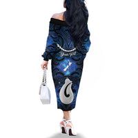 Personalized Maori Matariki Hei Matau Family Matching Off The Shoulder Long Sleeve Dress and Hawaiian Shirt Maori Kowhaiwhai Pattern Galaxy LT01 - Polynesian Pride
