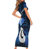 Personalized Maori Matariki Hei Matau Family Matching Short Sleeve Bodycon Dress and Hawaiian Shirt Maori Kowhaiwhai Pattern Galaxy LT01 - Polynesian Pride