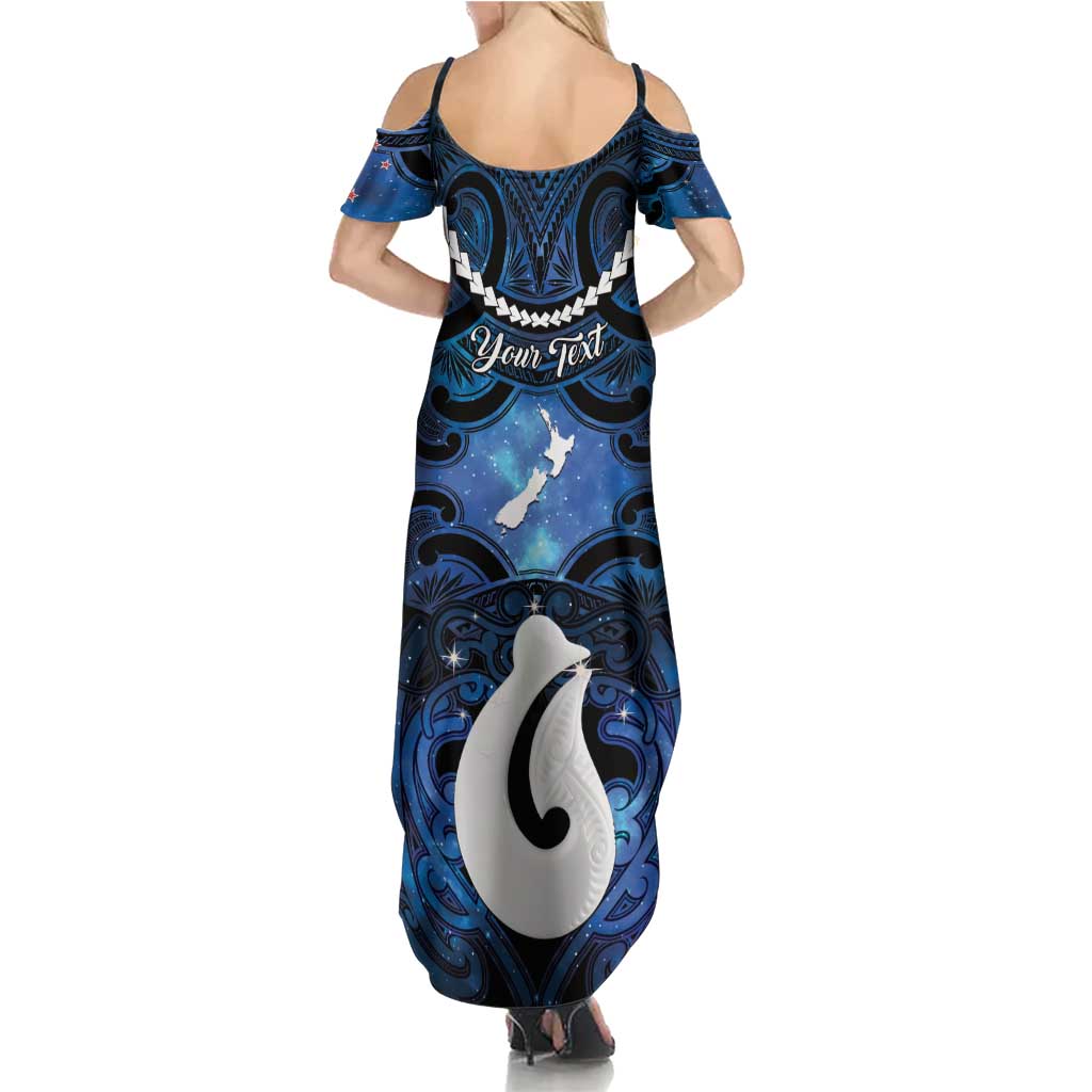Personalized Maori Matariki Hei Matau Family Matching Summer Maxi Dress and Hawaiian Shirt Maori Kowhaiwhai Pattern Galaxy LT01 - Polynesian Pride