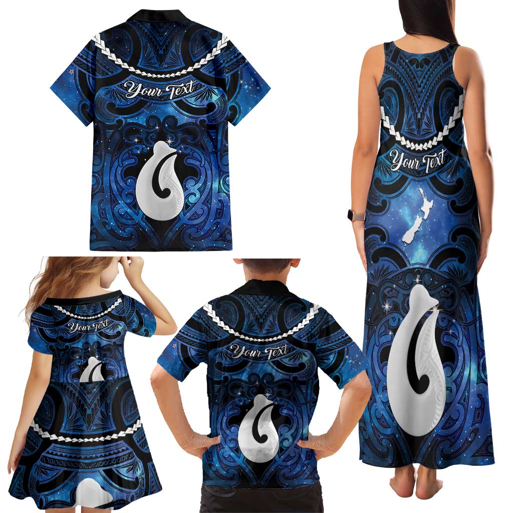 Personalized Maori Matariki Hei Matau Family Matching Tank Maxi Dress and Hawaiian Shirt Maori Kowhaiwhai Pattern Galaxy LT01 - Polynesian Pride