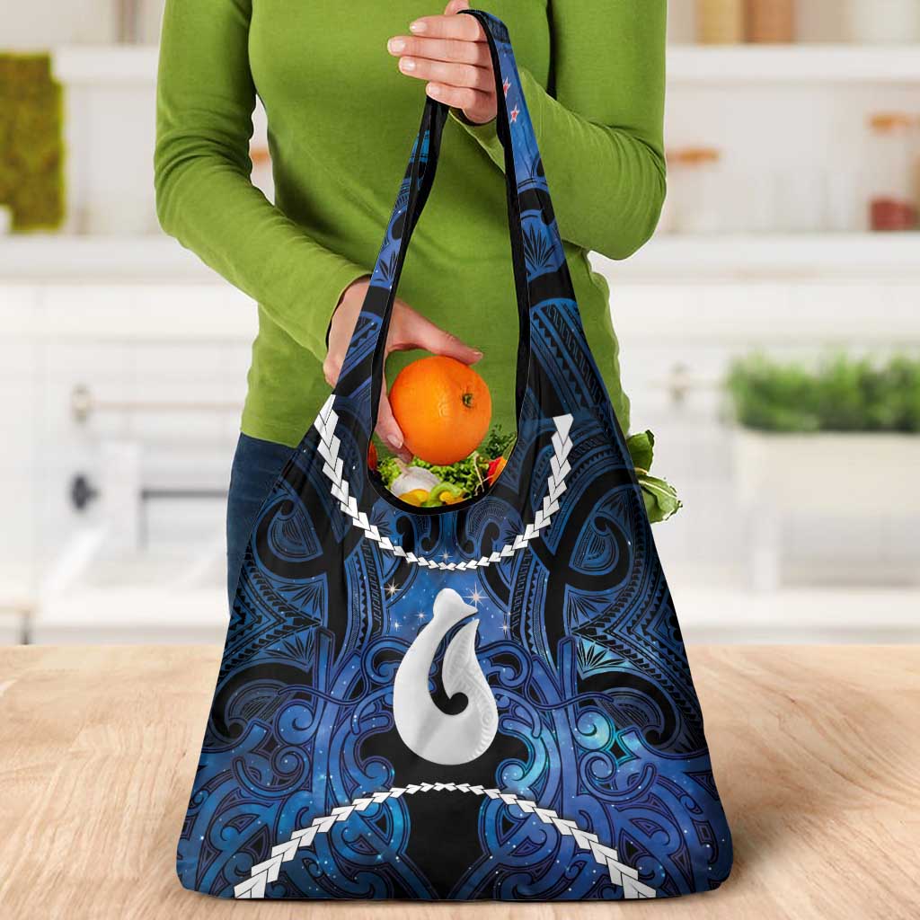 Maori Matariki Hei Matau Grocery Bag Maori Kowhaiwhai Pattern Galaxy