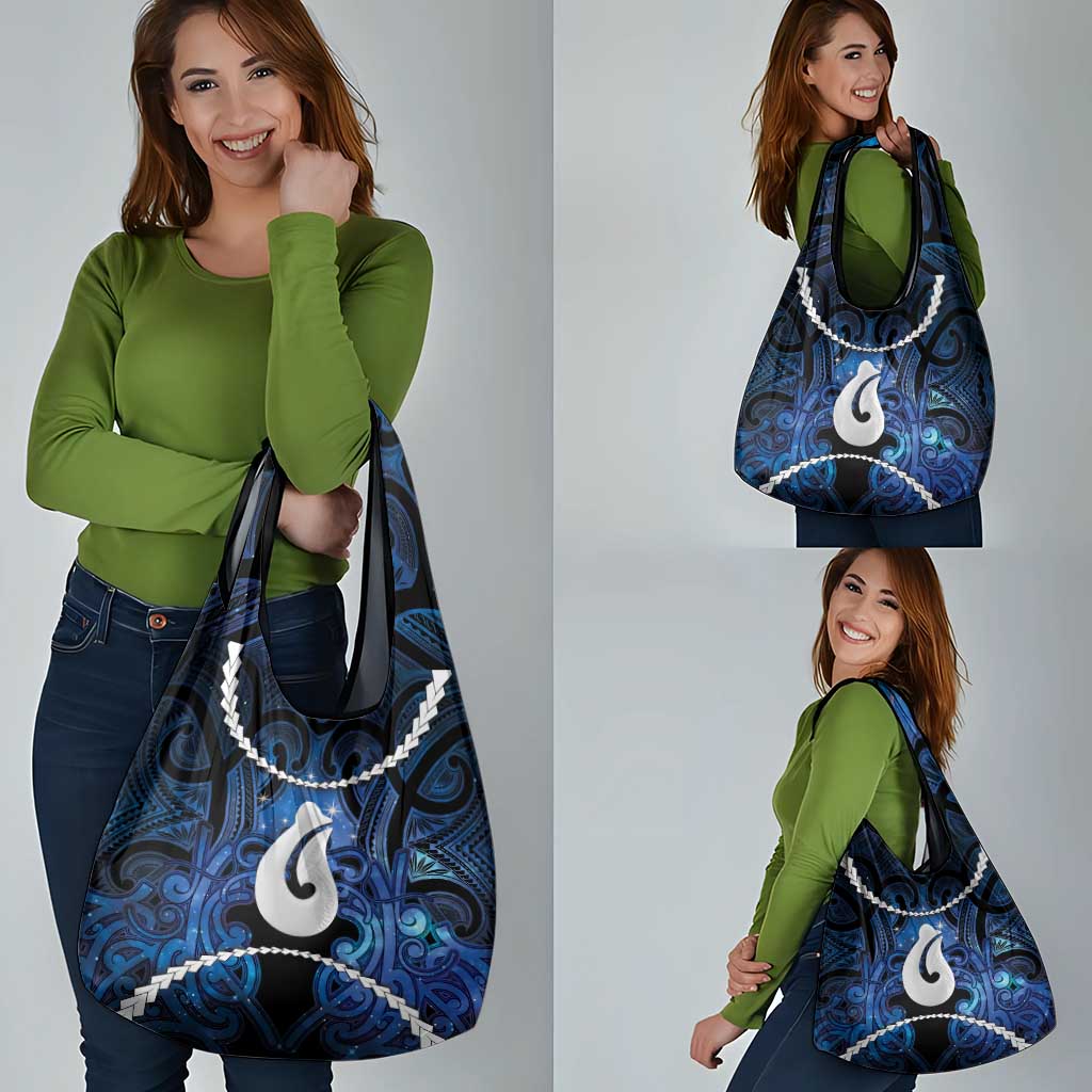 Maori Matariki Hei Matau Grocery Bag Maori Kowhaiwhai Pattern Galaxy