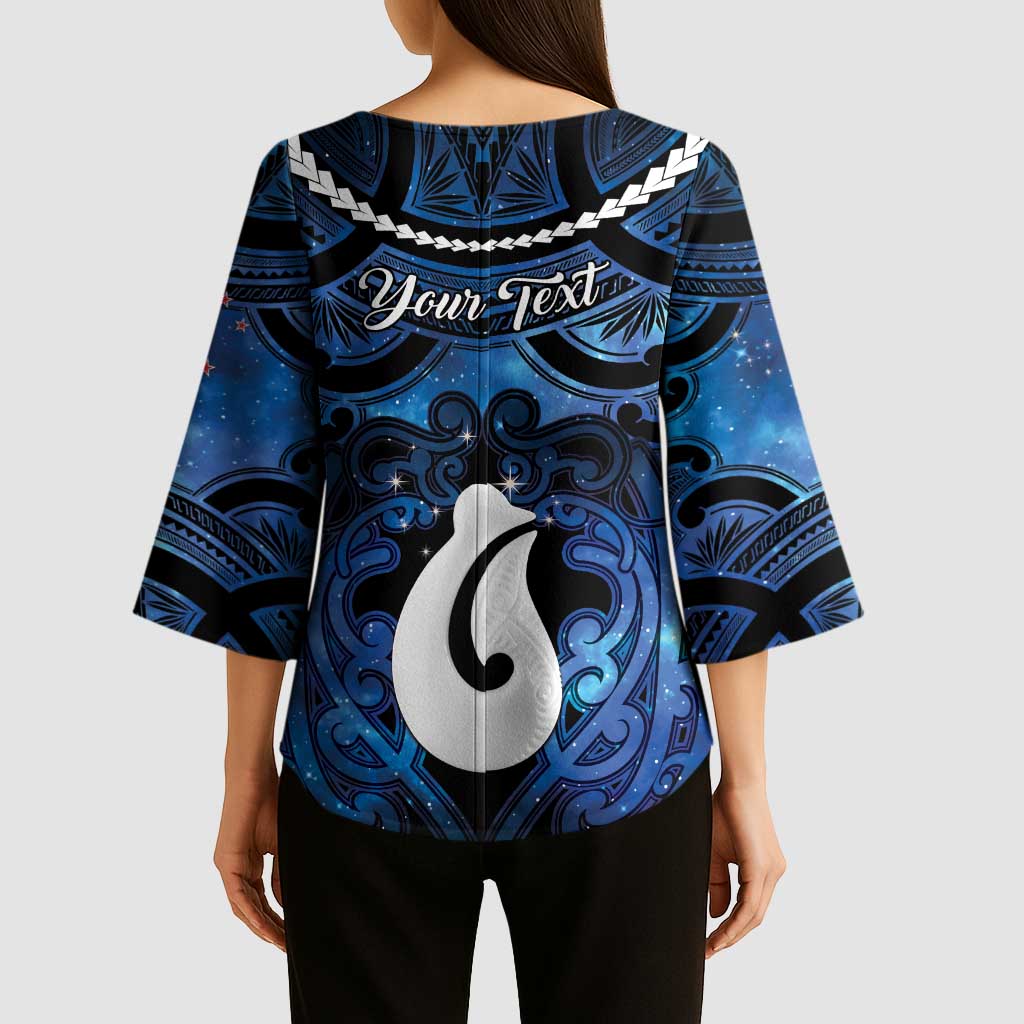 Personalized Maori Matariki Hei Matau Kimono Sleeve Blouse Maori Kowhaiwhai Pattern Galaxy