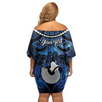 Personalized Maori Matariki Hei Matau Off Shoulder Short Dress Maori Kowhaiwhai Pattern Galaxy
