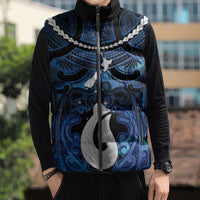 Personalized Maori Matariki Hei Matau Sleeveless Puffer Jacket Maori Kowhaiwhai Pattern Galaxy