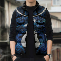Personalized Maori Matariki Hei Matau Sleeveless Puffer Jacket Maori Kowhaiwhai Pattern Galaxy