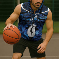 Personalized Maori Matariki Hei Matau Sleeveless Zip Hoodie Maori Kowhaiwhai Pattern Galaxy